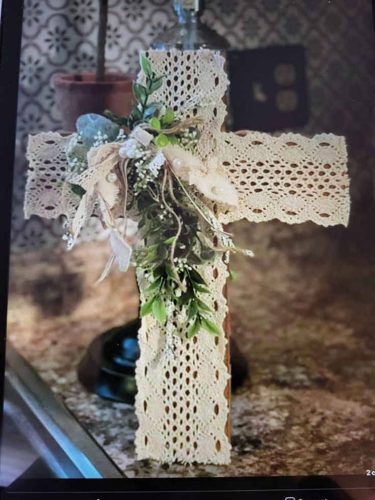 Cross with Fabric Inlay