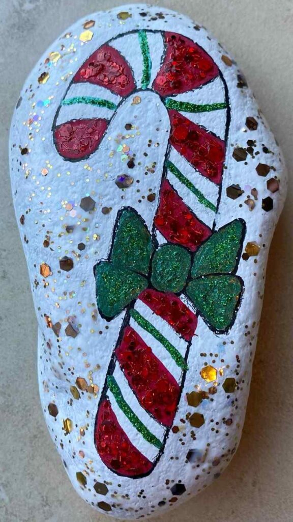 Candy Cane Painted Rocks