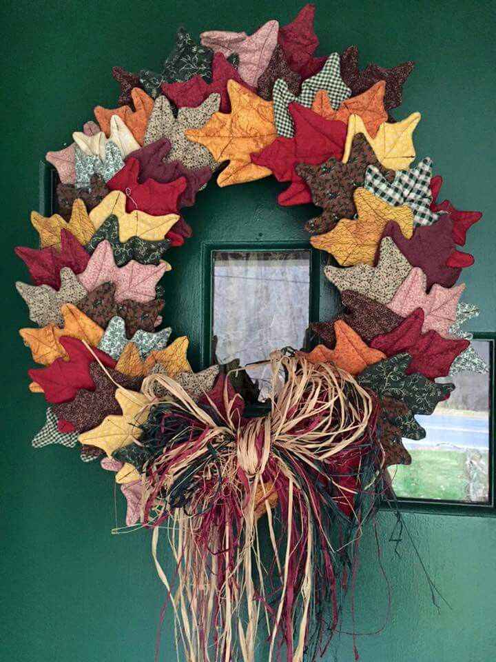 Layered Fabric Leaf Wreath