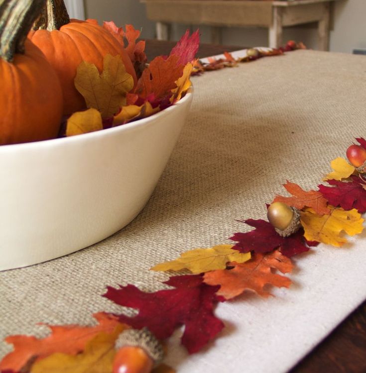 Burlap and Leaf Runner