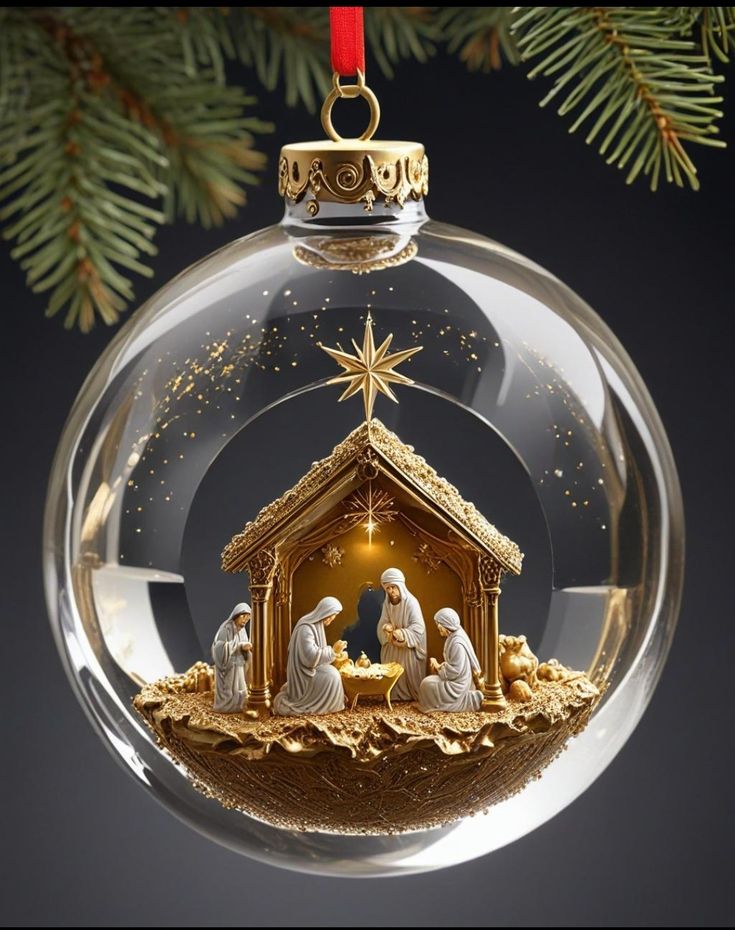 Nativity Scene Glass Ornament