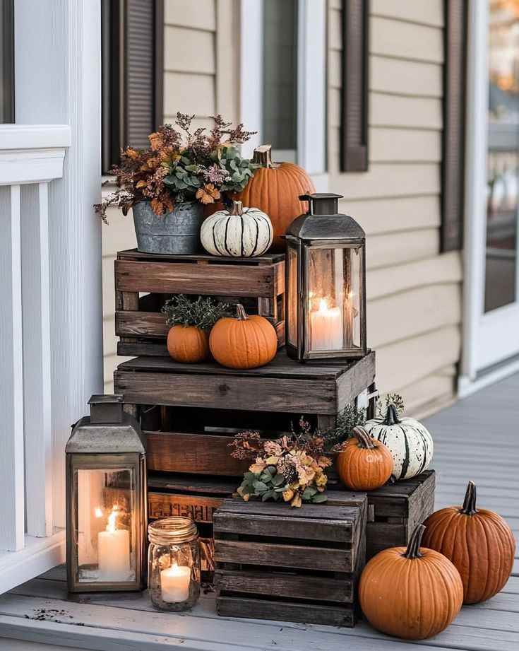 Farmhouse Crate Pumpkin Stack