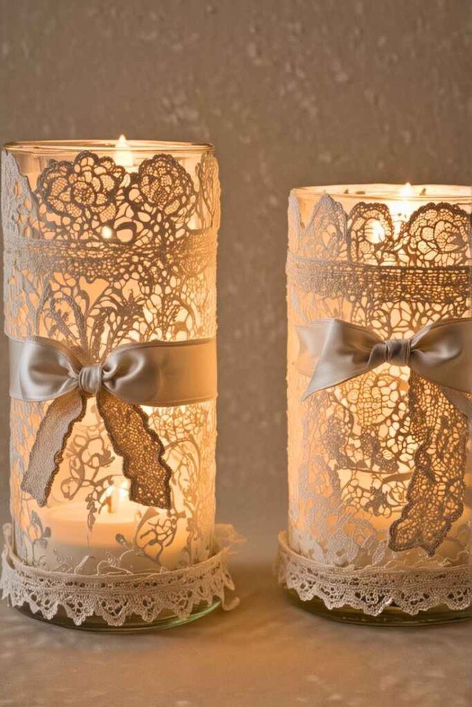 Lace-Dipped Candleholders