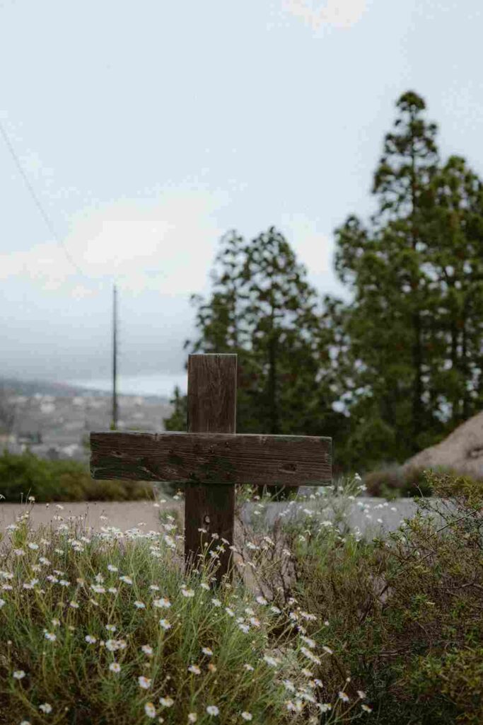 Cross with Wildflowers