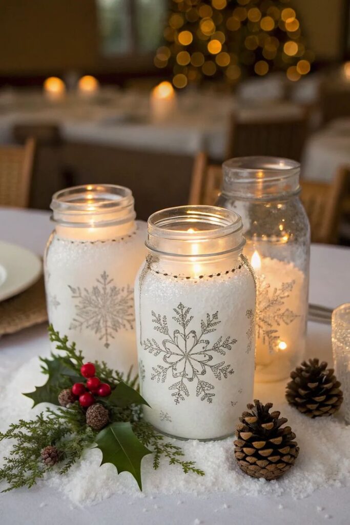 Snowy Mason Jars