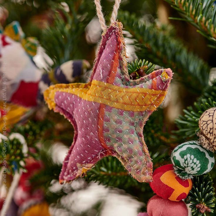 Boho Patchwork Fabric Ornaments
