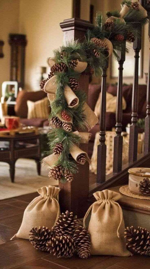 Burlap & Pinecone Christmas Garland