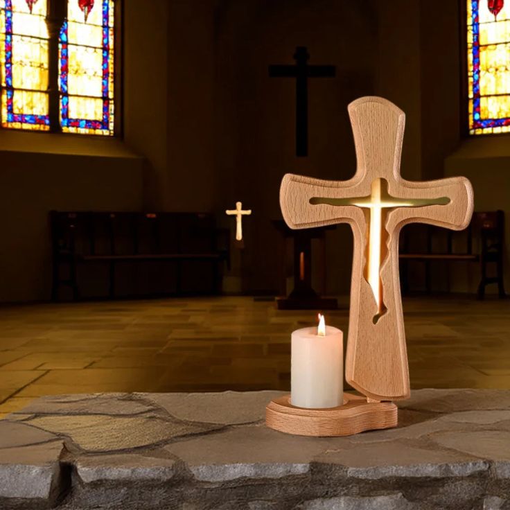 Candlelit Cross Display