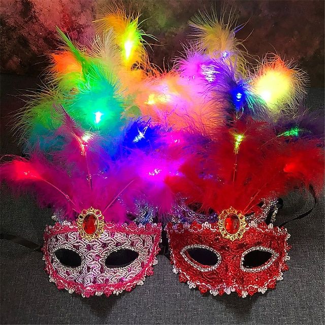 Feathered Rainbow Party Mask