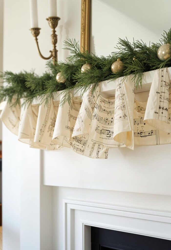 Classic Christmas Hymn Sheet Garland