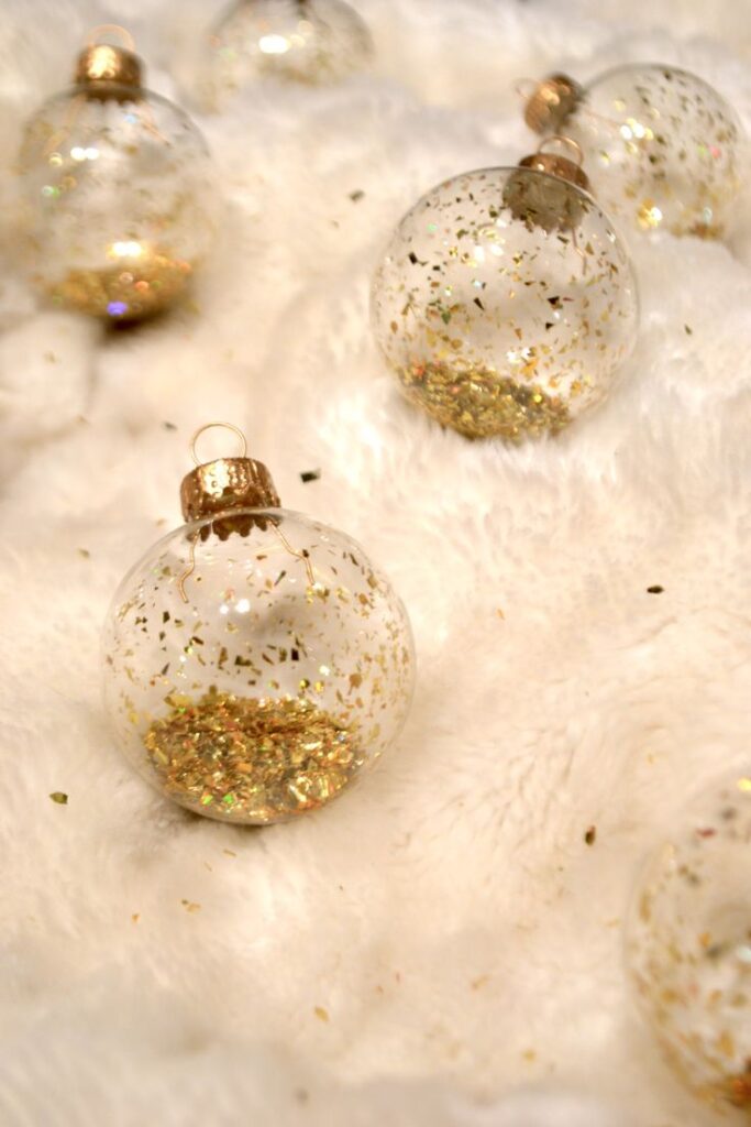 Glitter-Filled Clear Ornaments
