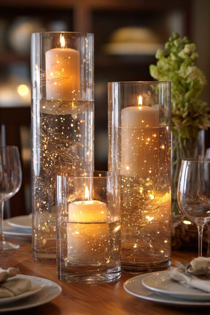 Glittering Candle Centerpieces