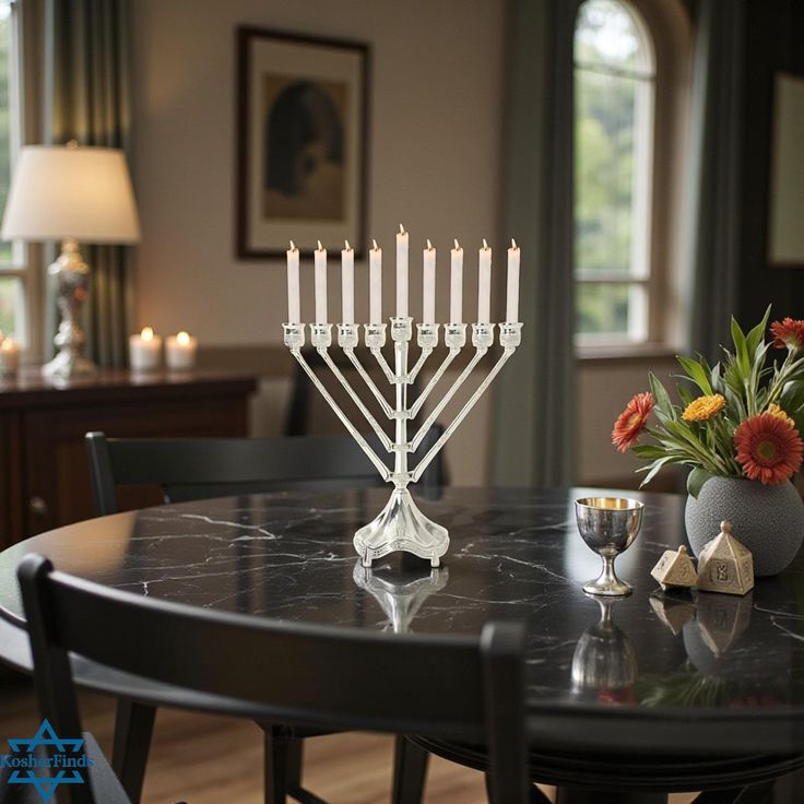 Cross-Accented Menorah Display