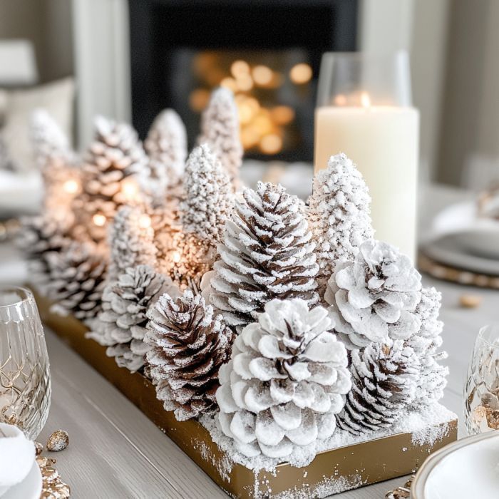 Glitter-Dipped Pinecone Centerpiece