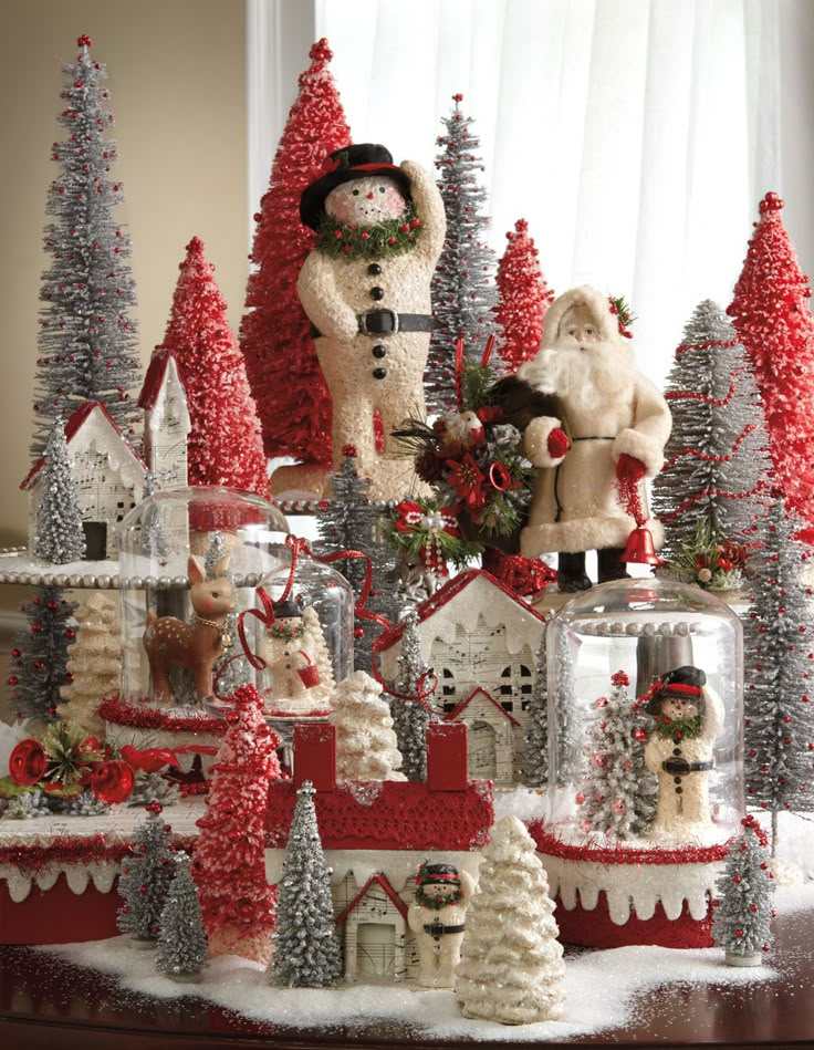 Vintage-Inspired Bottle Brush Village