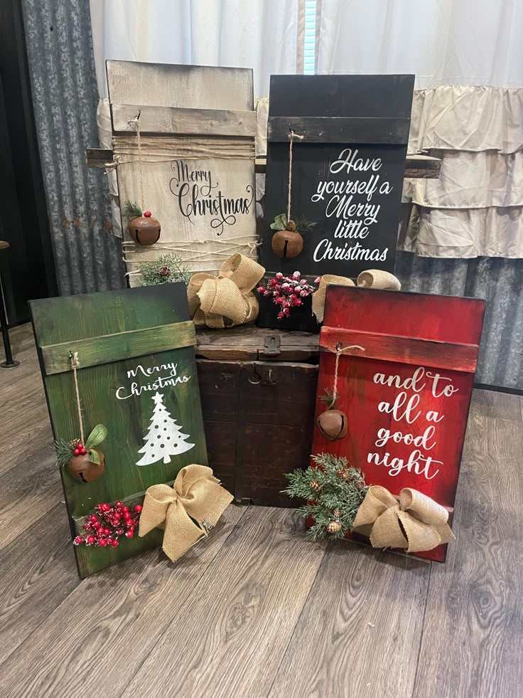 Hand-Painted Wooden Christmas Signs