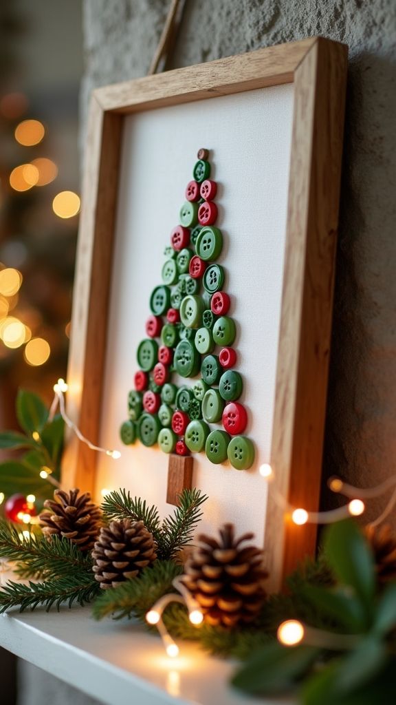 Christmas Button Tree Canvas