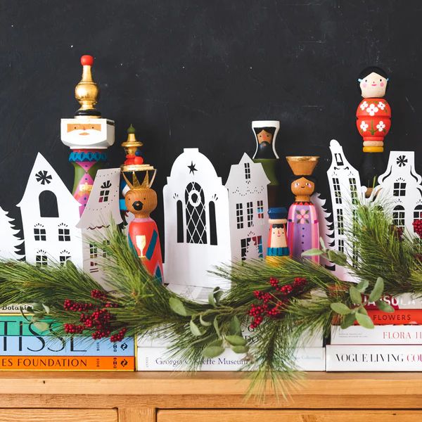 Layered Paper Village Cutout