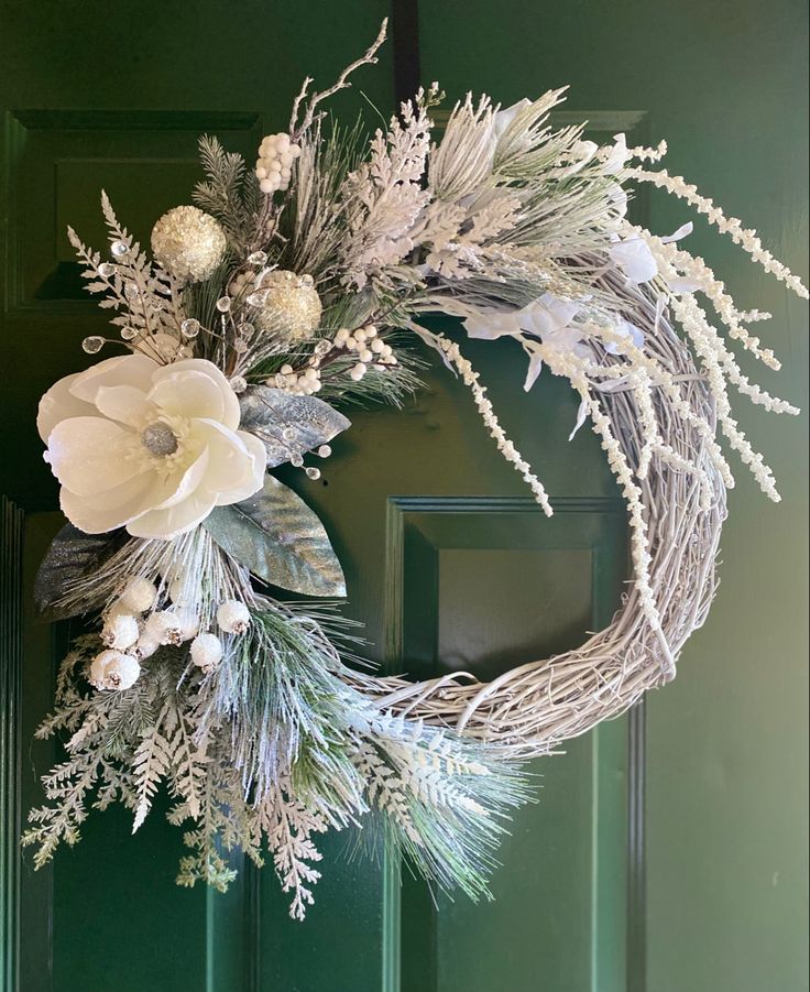 Layered White Floral Winter Wreath