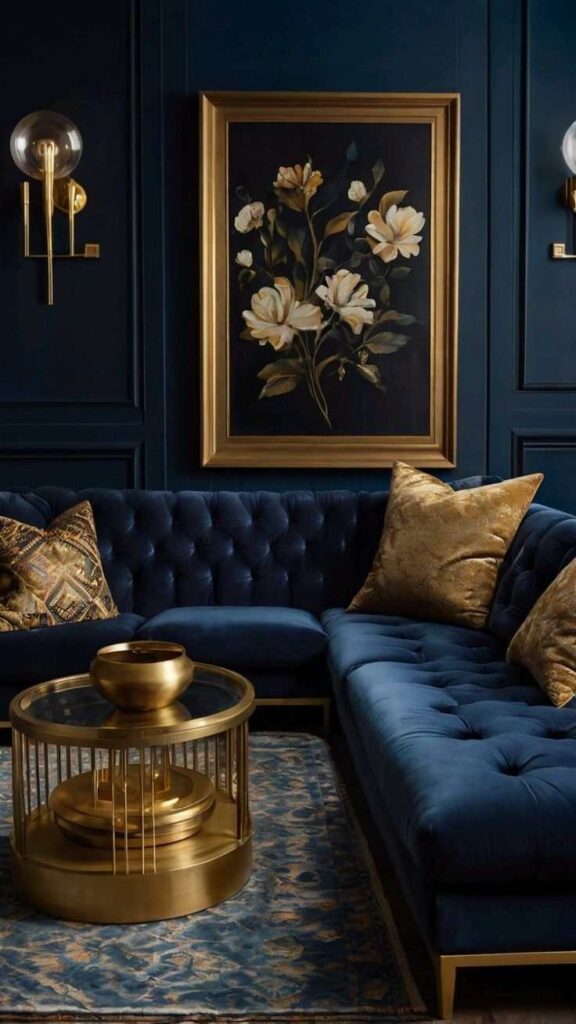 Deep Navy and Antique Gold