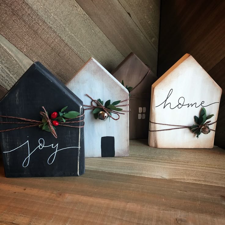Minimalist Wood Block Christmas Houses