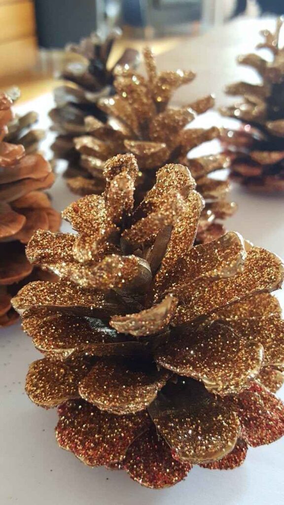 Glitter-Dipped Pinecones