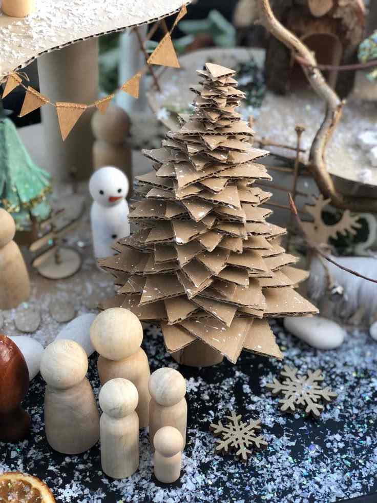 Recycled Cardboard Christmas Trees