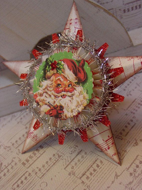 Vintage Paper Santa Ornaments
