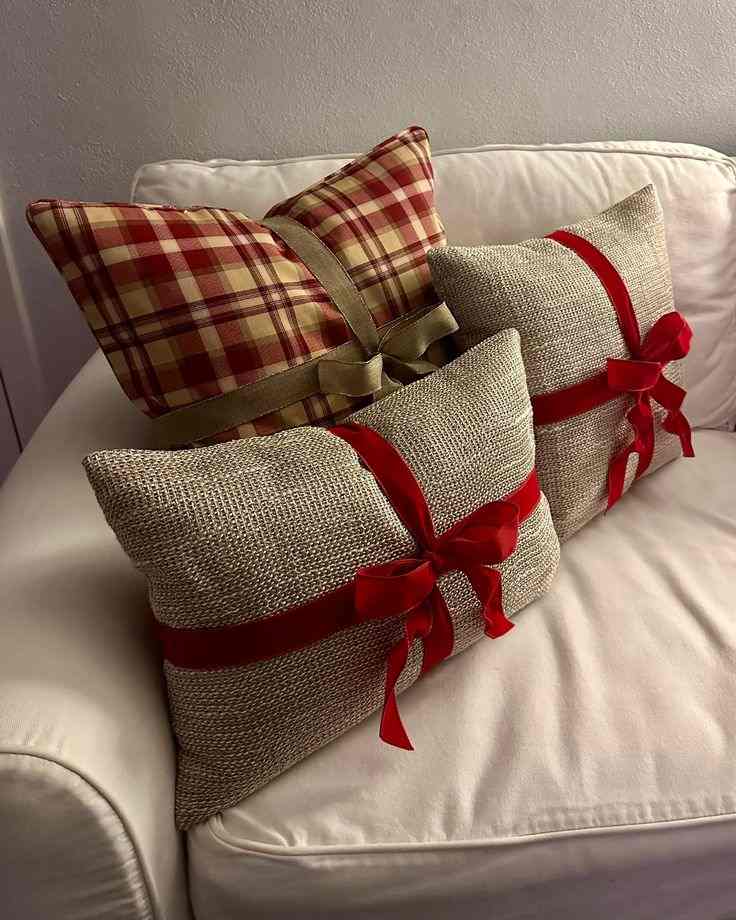 Burlap Ribbon Pillow Covers