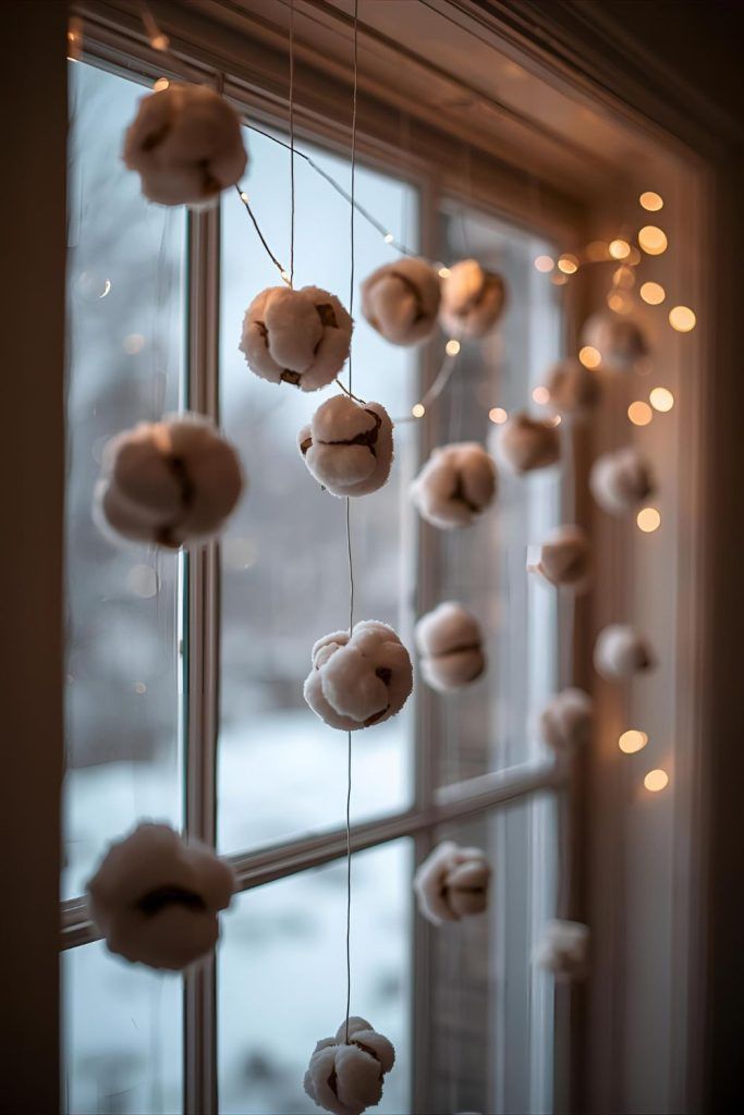 Snowy Cotton Ball Garland