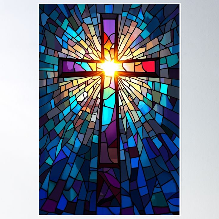Stained Glass Cross Art