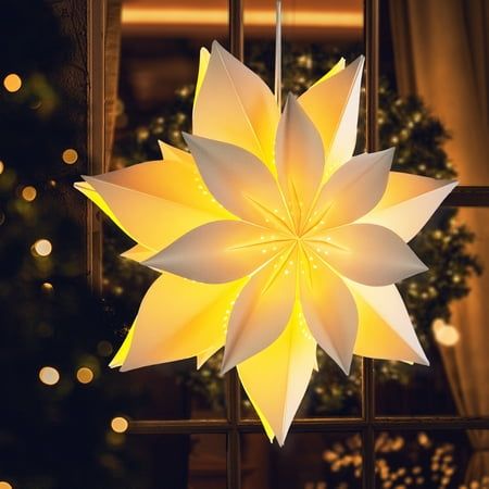 White & Gold Paper Star Lanterns