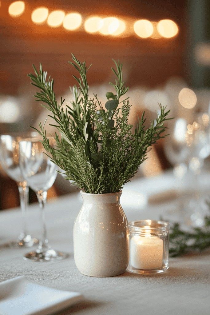 White-and-Green Minimalist Centerpiece