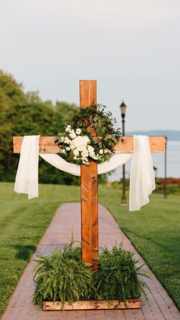 Wooden Cross Garden Stand