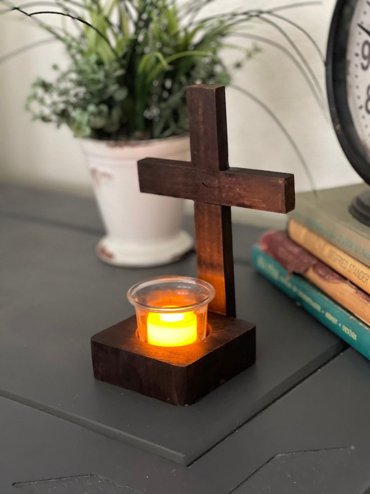 Candle Holder with Cross Cutout