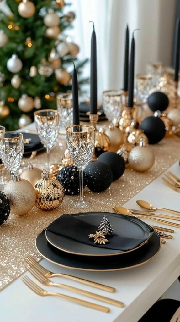 Luxe Black-and-Gold Tablescape