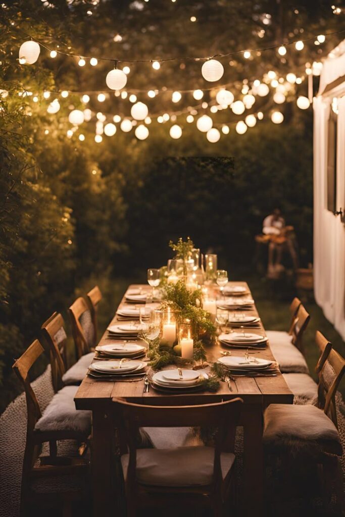 Backyard Fairy Light Dinner