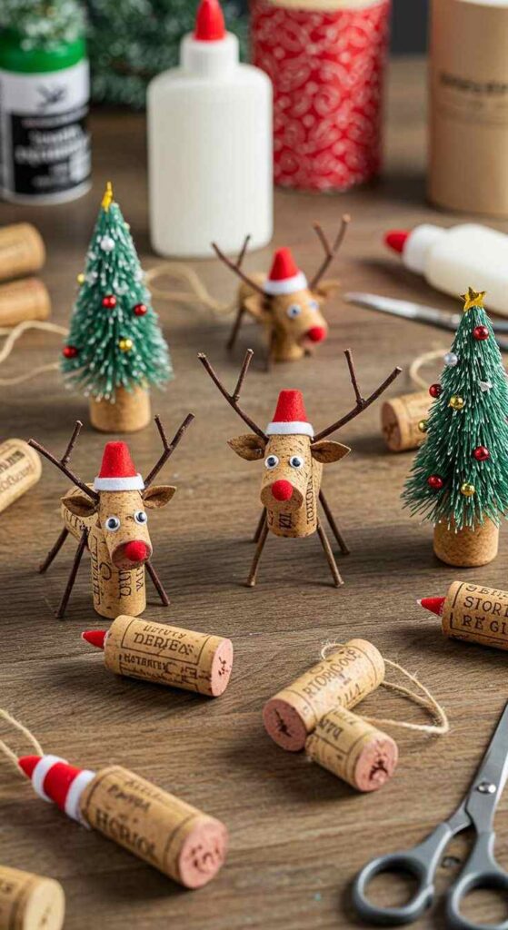 DIY Cork Reindeer Decorations