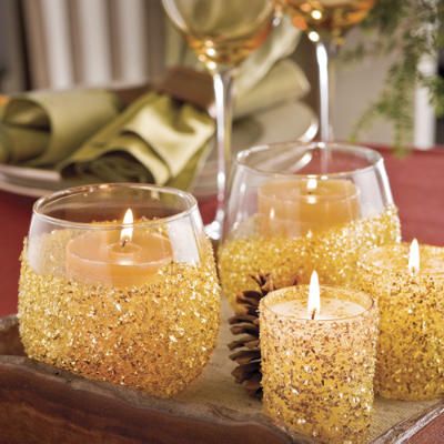 Glitter Dipped Candle Holders