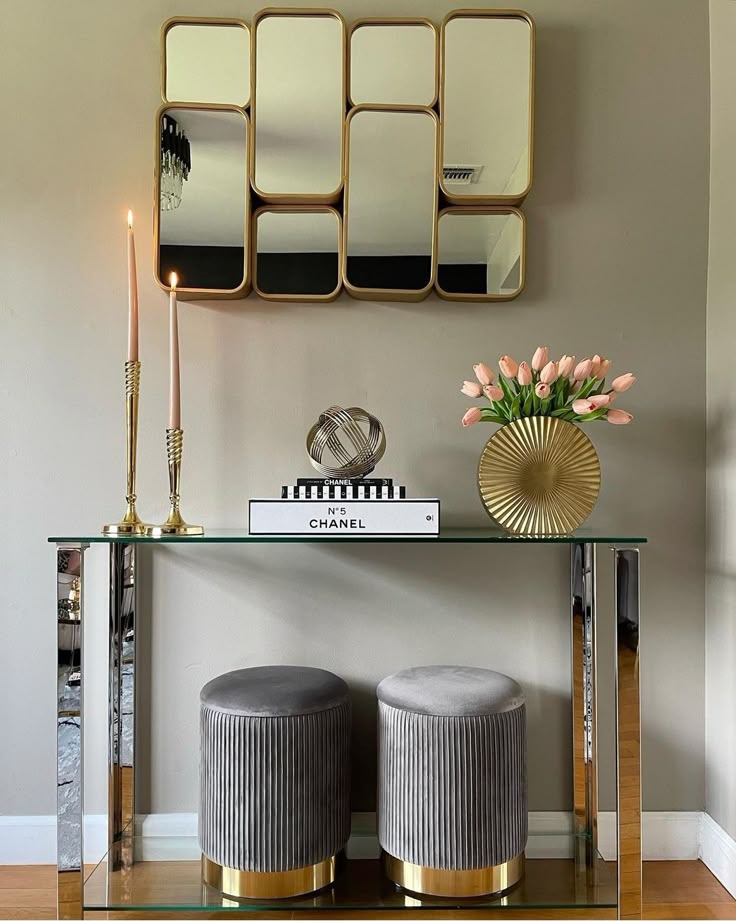 Metallic Accent Stool Display