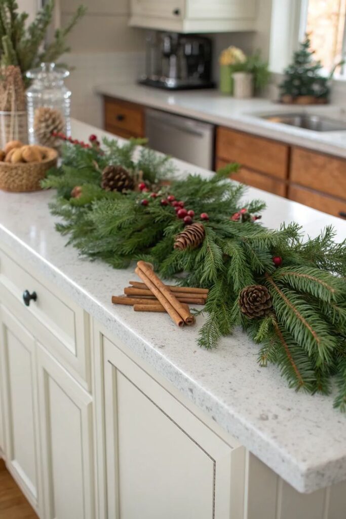 Mini Evergreen Bundles for Kitchen Peg Rails