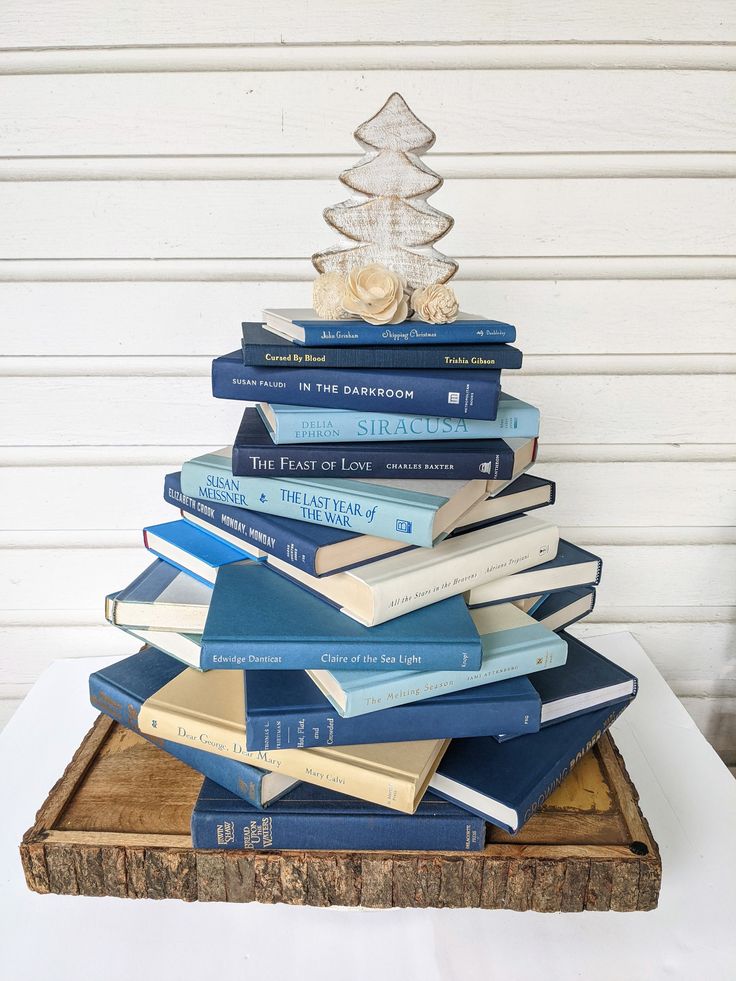 Snowy Book Stack Display
