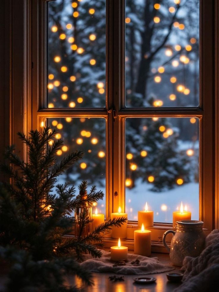 Snowy Candle Glow Evening