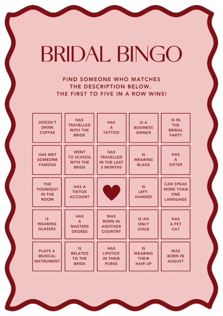 Bridal Bingo