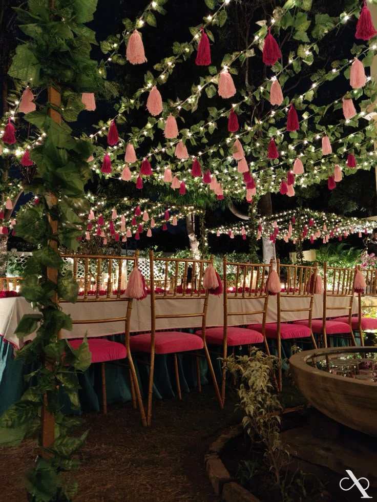 Fairy Light Pink Canopy Garden Setup