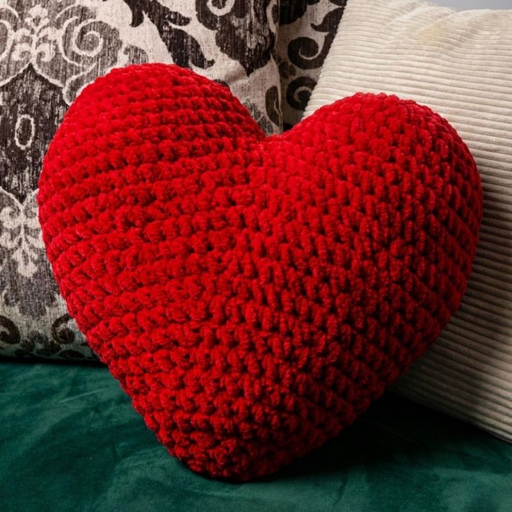 Heart-Shaped Crochet Pillow