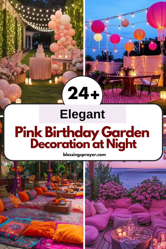 Pink Birthday Garden Decoration at Night