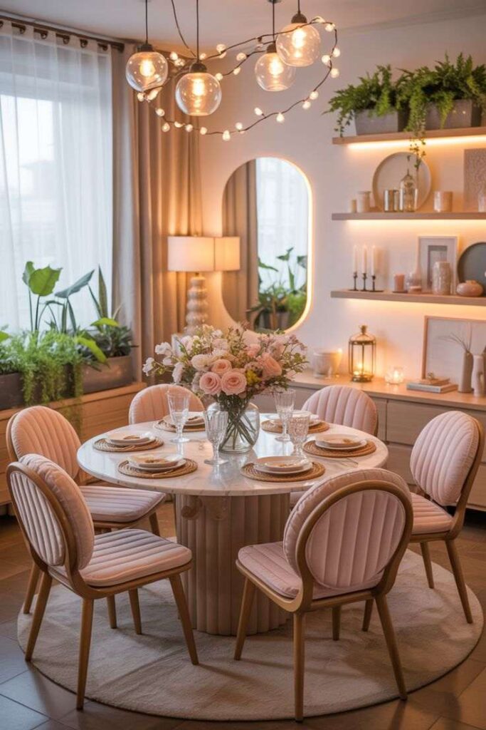 Soft Blush Dining Setup