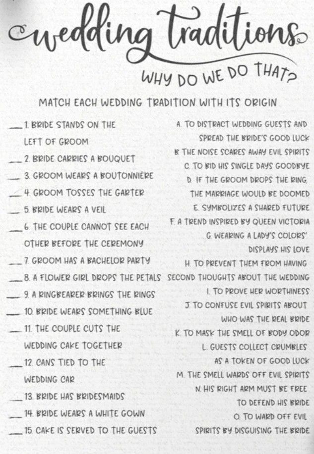 Wedding Traditions Quiz