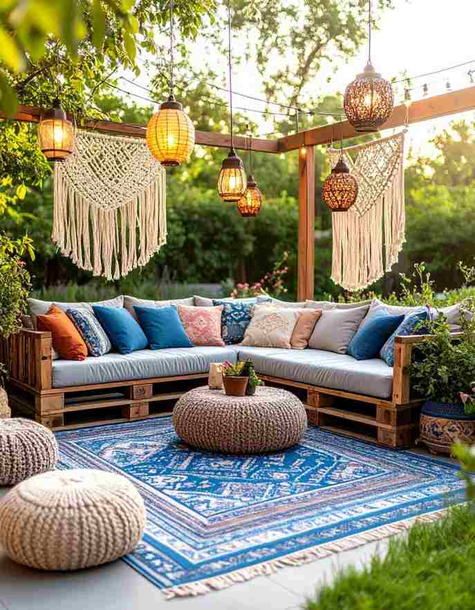 Macramé Floor Pouf Accents